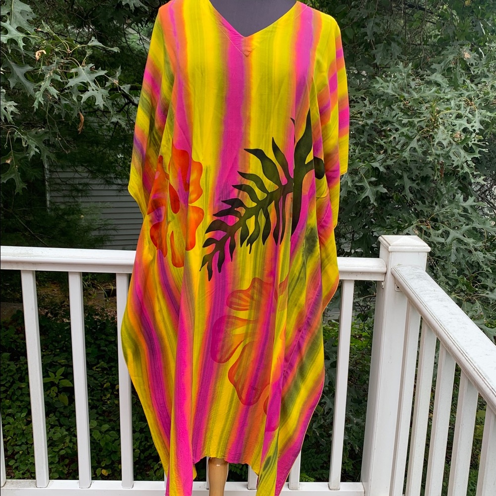 Pretty rainbow caftan one size Rayon Lotustraders